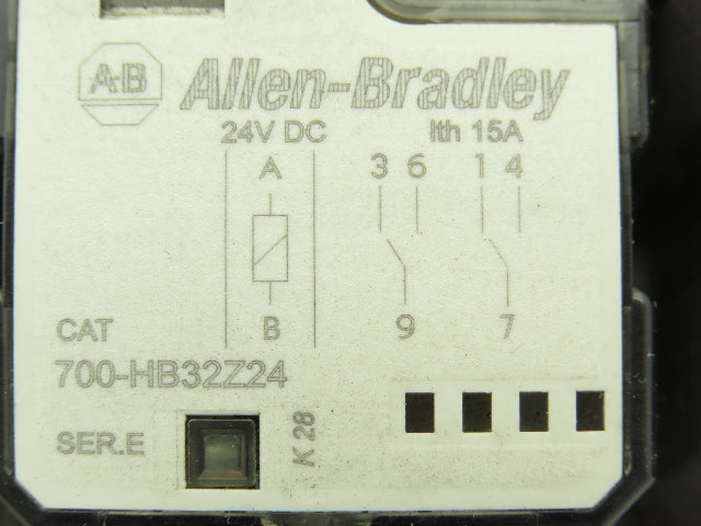 Allen Bradley 700-HB32Z24 Ser E Socket Relay 15A 24VDC w/Base 700-HN153 Lot of 6
