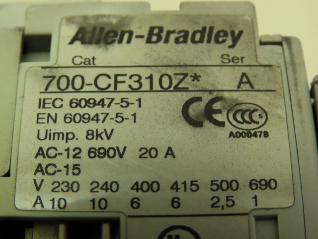 Allen Bradley 700CF310Z Motor Starter Contactor 600V 3Ph 20A 24VDC Coil Lot of 6