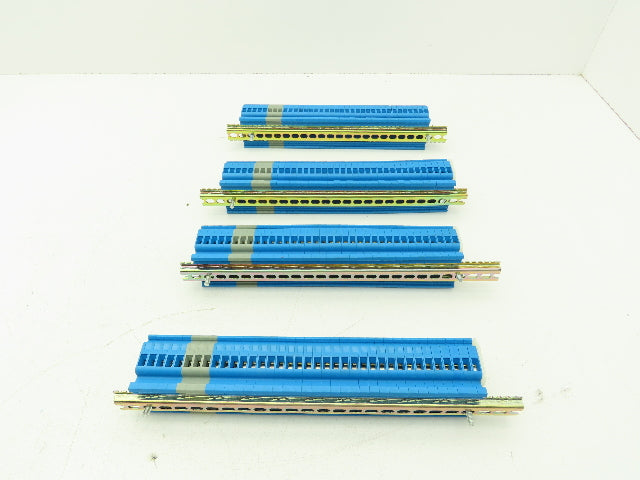 Allen-Bradley 1492-HM1B (144pcs) Blue Terminal Blocks x (4) DIN Rails 30A 600V