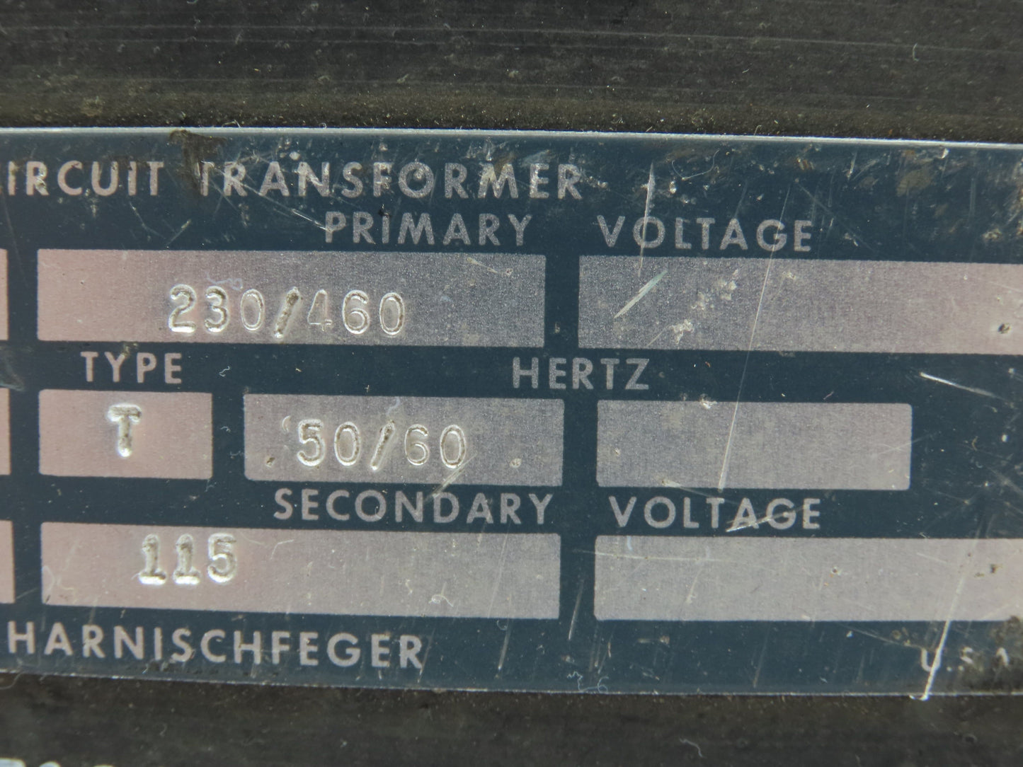 P& H 75Q88-D1 Control Transformer Type T .250 KVA 230/460V Pri 115V Sec