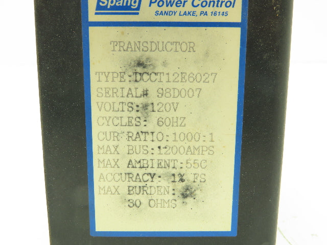 Spang Power DCCT12E6027 Current Transformer 120V 1000:1 1200A