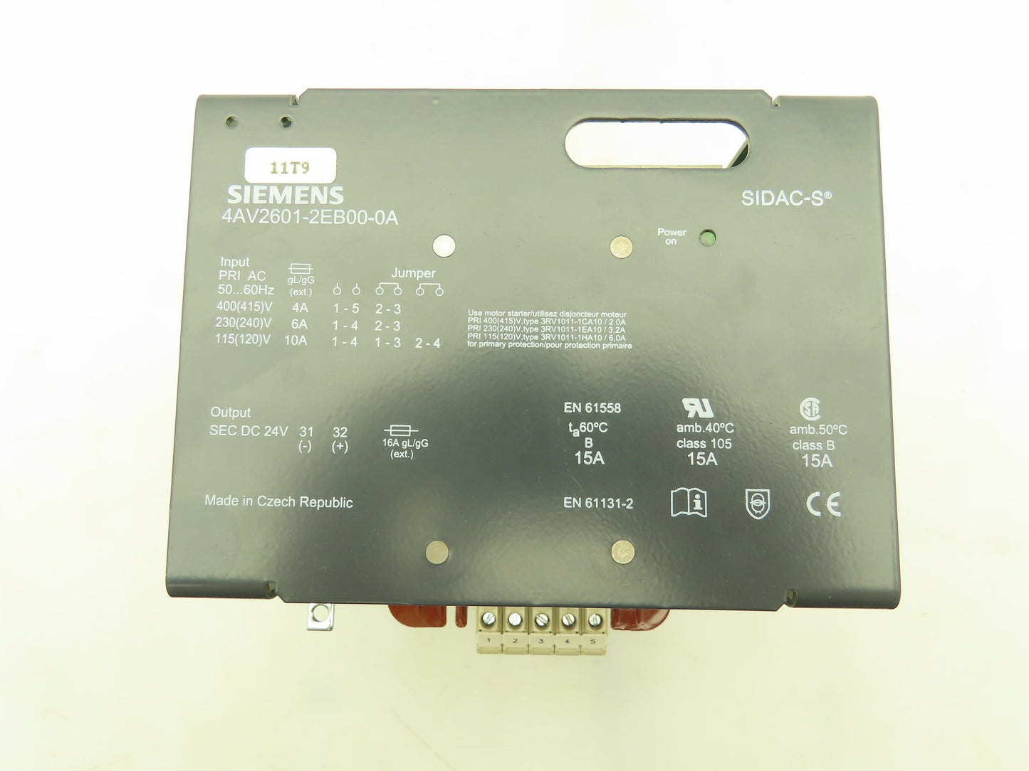 Siemens 4AV2601-2EB00-0A Sidac-S 24VDC 15A Power Supply Single Ph 115-400V Input