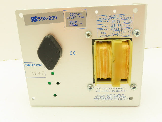 RS 593-899 Power Supply 2.4A 24-28VDC Output - 115/220VAC Input