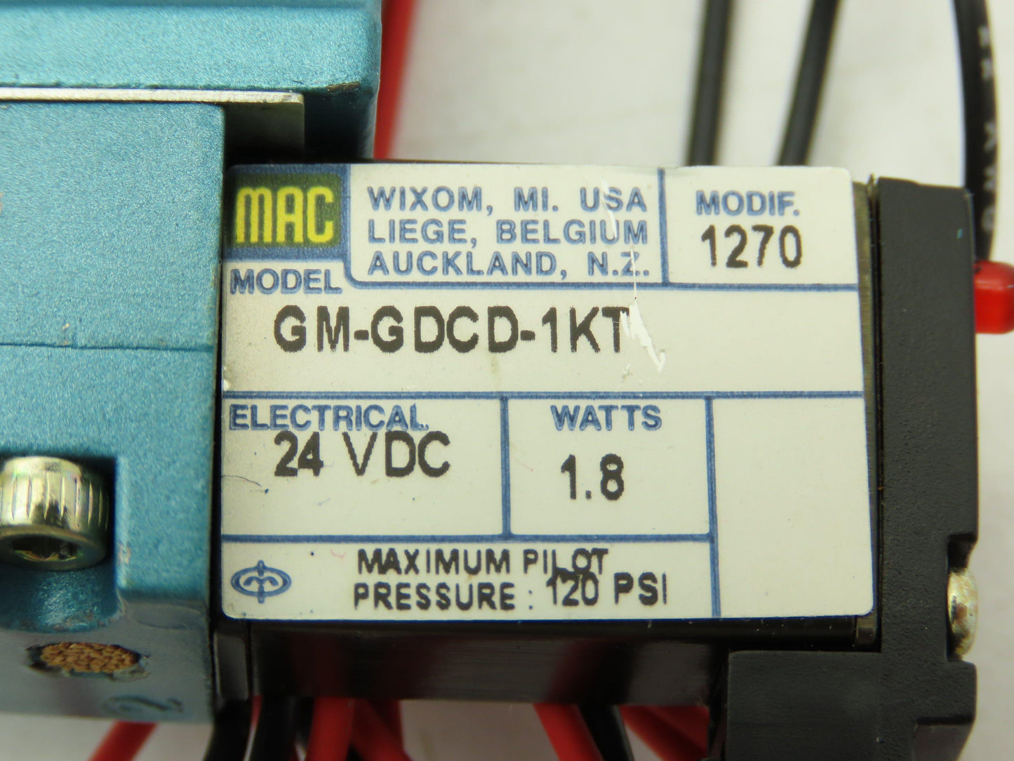 MAC 52A-11-B0A-GM-GDCD-1KT Pneumatic Solenoid Valve 20-120 PSI 24 VDC Coil