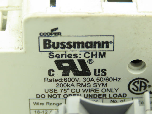 Bussmann CHM 1 Pole Fuse Holders 30 Amp 600V Lot of 9 Euro 4 Terminals Lot of 32