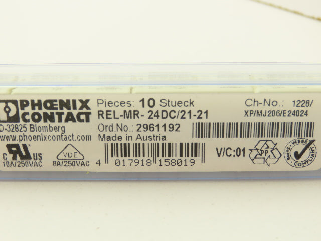 Phoenix Contact REL-MR-24DC/21-21 Relays Lot of 10
