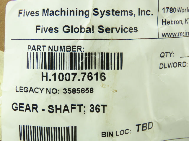 Fives Global Services H.1007.7616 Gear Shaft 36T 3585658 Cincinnati Milacron