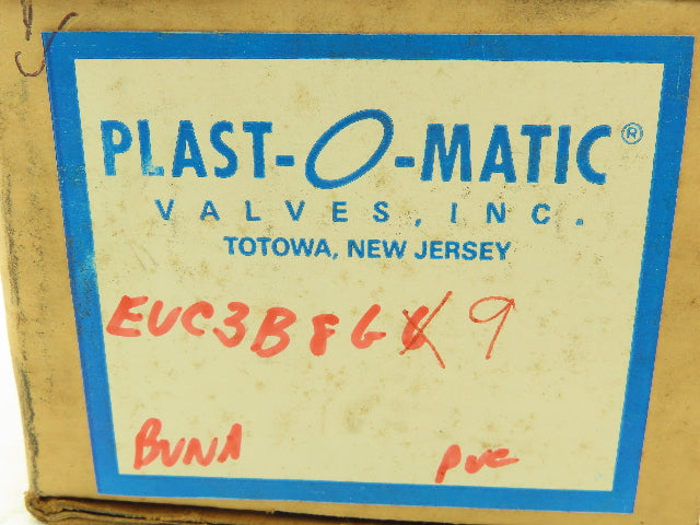 Plast-o-matic EUC3B8G9 Solenoid Valve PVC 3/8" NPT 10 PSI 120V Coil