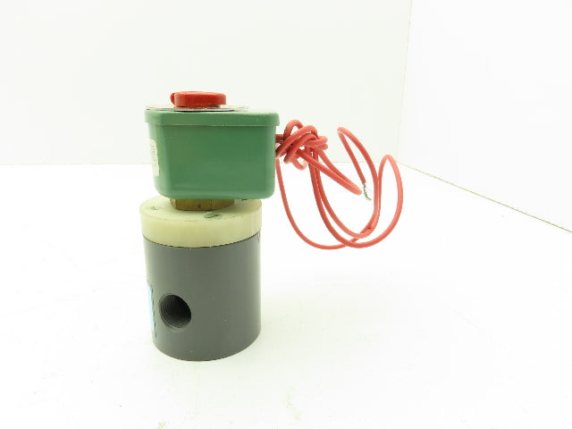 Plast-o-matic EUC3B8G9 Solenoid Valve PVC 3/8" NPT 10 PSI 120V Coil