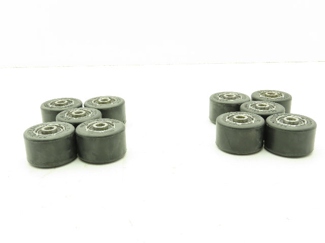 Black Rubber Pulley Roller Wheel 35x57mm Dia 10mm Ball Bearing Bore LOT OF 10