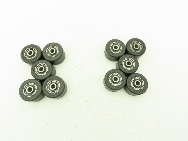 Black Rubber Pulley Roller Wheel 35x57mm Dia 10mm Ball Bearing Bore LOT OF 10