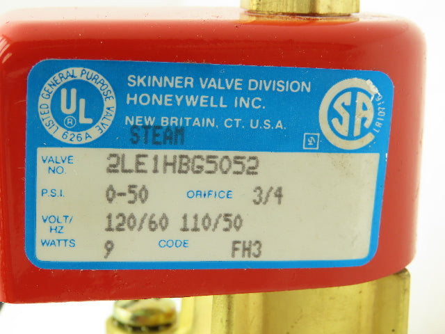 Lancer 2LE1HBG5052 2-Way Skinner Steam Solenoid Valve 3/4"NPT N.O. 0-50psi 120v