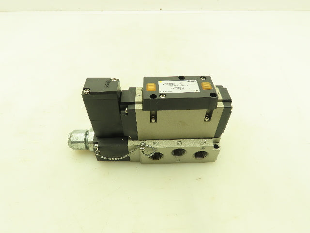SMC VFS3100-5FZ 24VDC Single Solenoid Valve 5-Port Manifold Base LOT OF 2