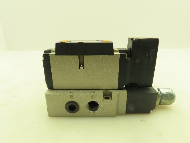 SMC VFS3100-5FZ 24VDC Single Solenoid Valve 5-Port Manifold Base LOT OF 2