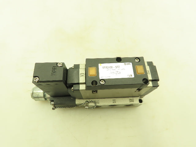 SMC VFS3100-5FZ 24VDC Single Solenoid Valve 5-Port Manifold Base LOT OF 2