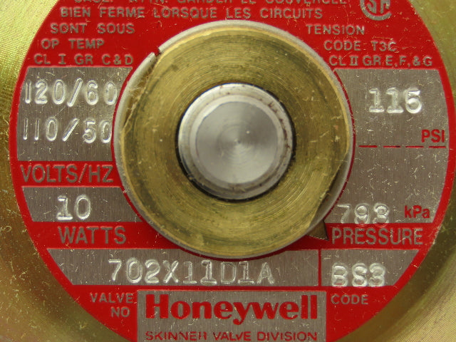 Honeywell 702X11D1A 1/4" NPT 2-Way Skinner Solenoid Valve 120v N.C. 115Psi.