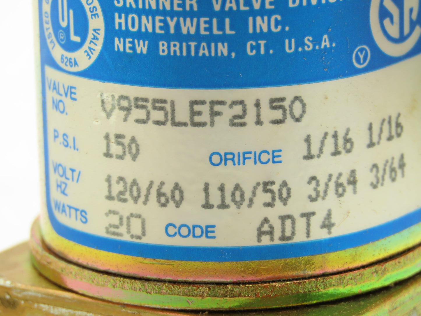 Honeywell Skinner V955LEF2150 Solenoid Valve 4-Way NO 120V 150 PSI 1/4" NPT