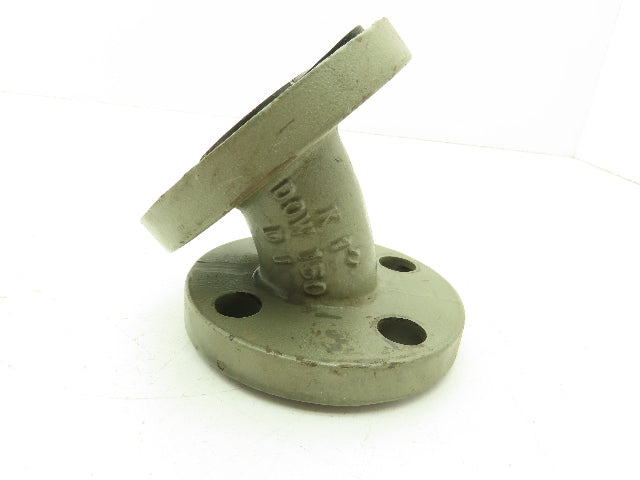 Crane Resistoflex 1" Flanged 45° Elbow PVDF Lined Pipe Fitting #150 Duct Iron