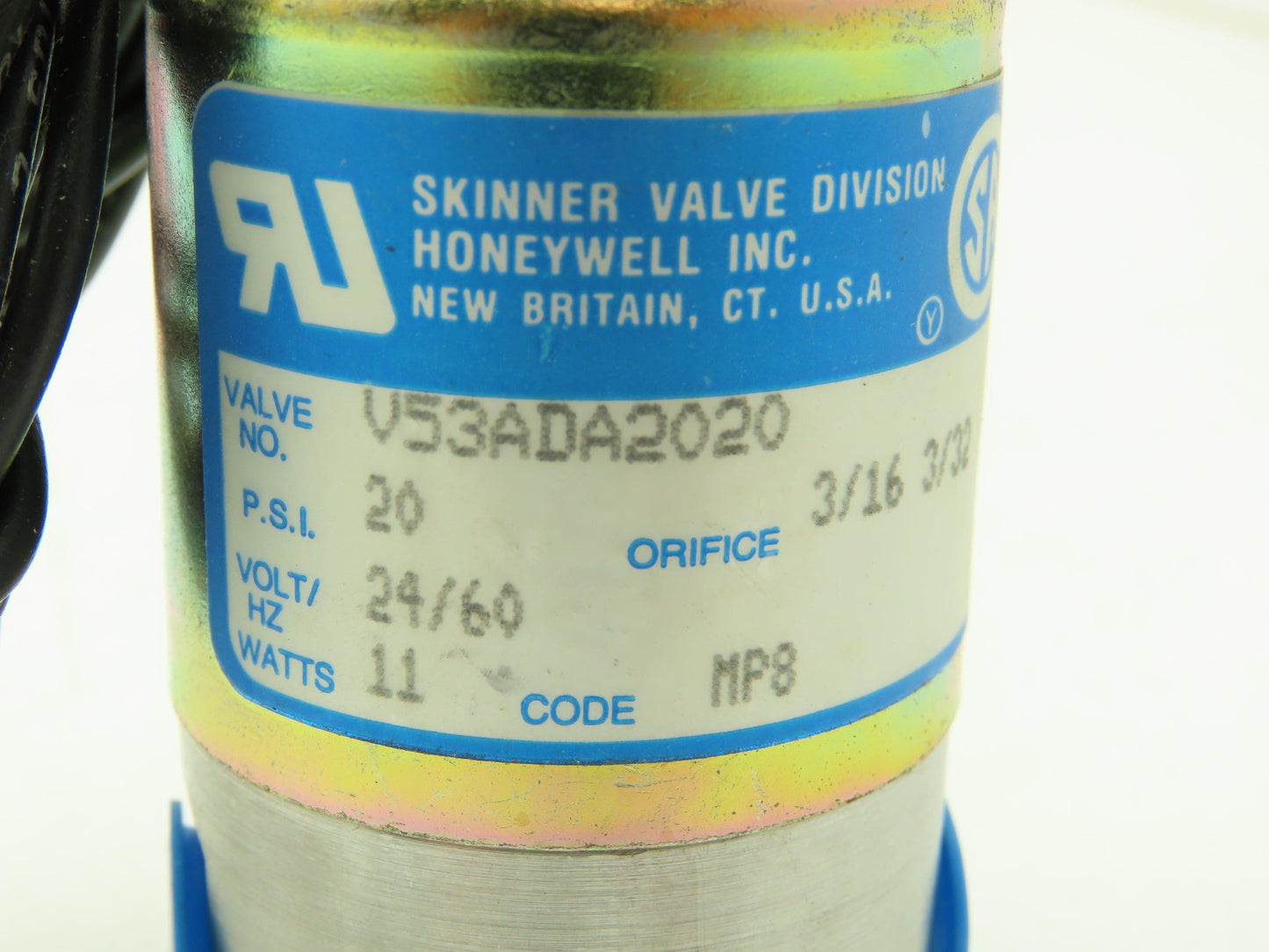 Honeywell Skinner V53ADA2020 Solenoid Valve 3-Way NC 24VAC 60Hz 20 PSI 1/4" NPT