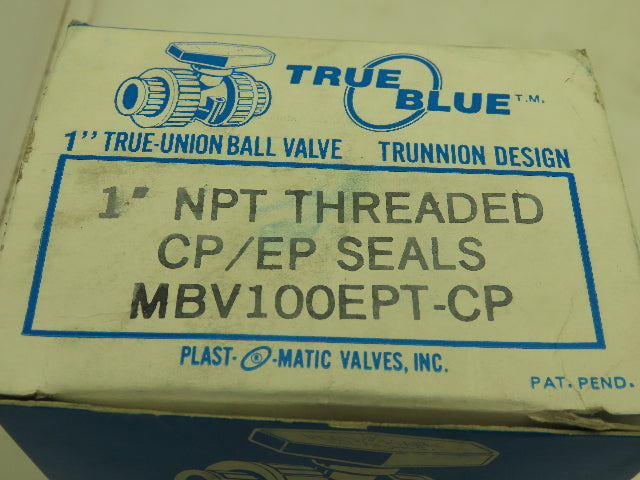 Plast-o-matic MBV100EPT-CP True Blue 1" NPT Threaded True Union Ball Valve EPDM