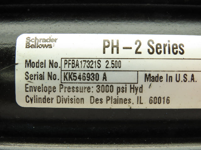 Parker PH-2 Series Hydraulic Cylinder 2" Bore 2.5" Stroke 3000 PSI Trunnion Mt