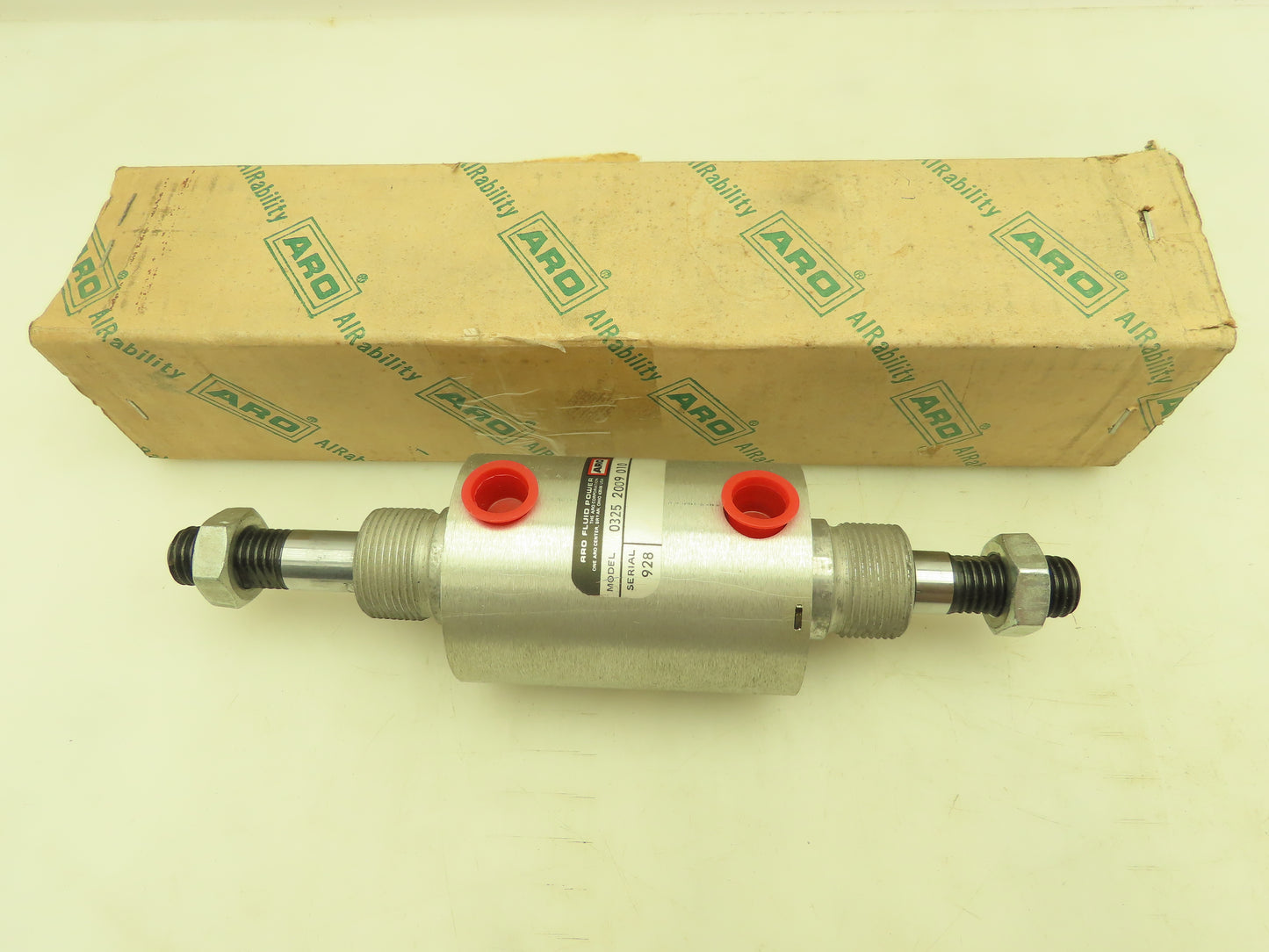 ARO 0325 2009 010 Pneumatic Round Air Cylinder 2.5" Bore 1" Stroke Double Rod