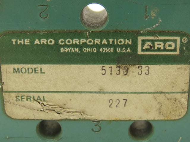 Aro 5130-33 Pneumatic Air Valve 3 Way 1/4" NPT Manual Button Bleed