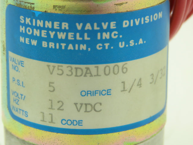 Honeywell Skinner V53DA1006 Solenoid Valve 3-Way NC 12VDC Vacuum 5 PSI 1/8" NPT