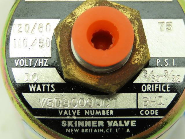 Honeywell Skinner V5D30090 Solenoid Valve 3-Way NC 120V 75 PSI 1/8" NPT