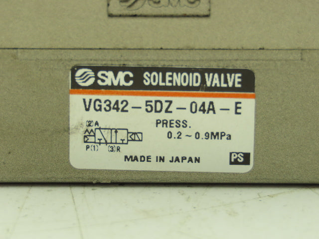 SMC VG342-5DZ-04A-E 3 Port Pilot Poppet Solenoid Valve 24 Volt DC Coil