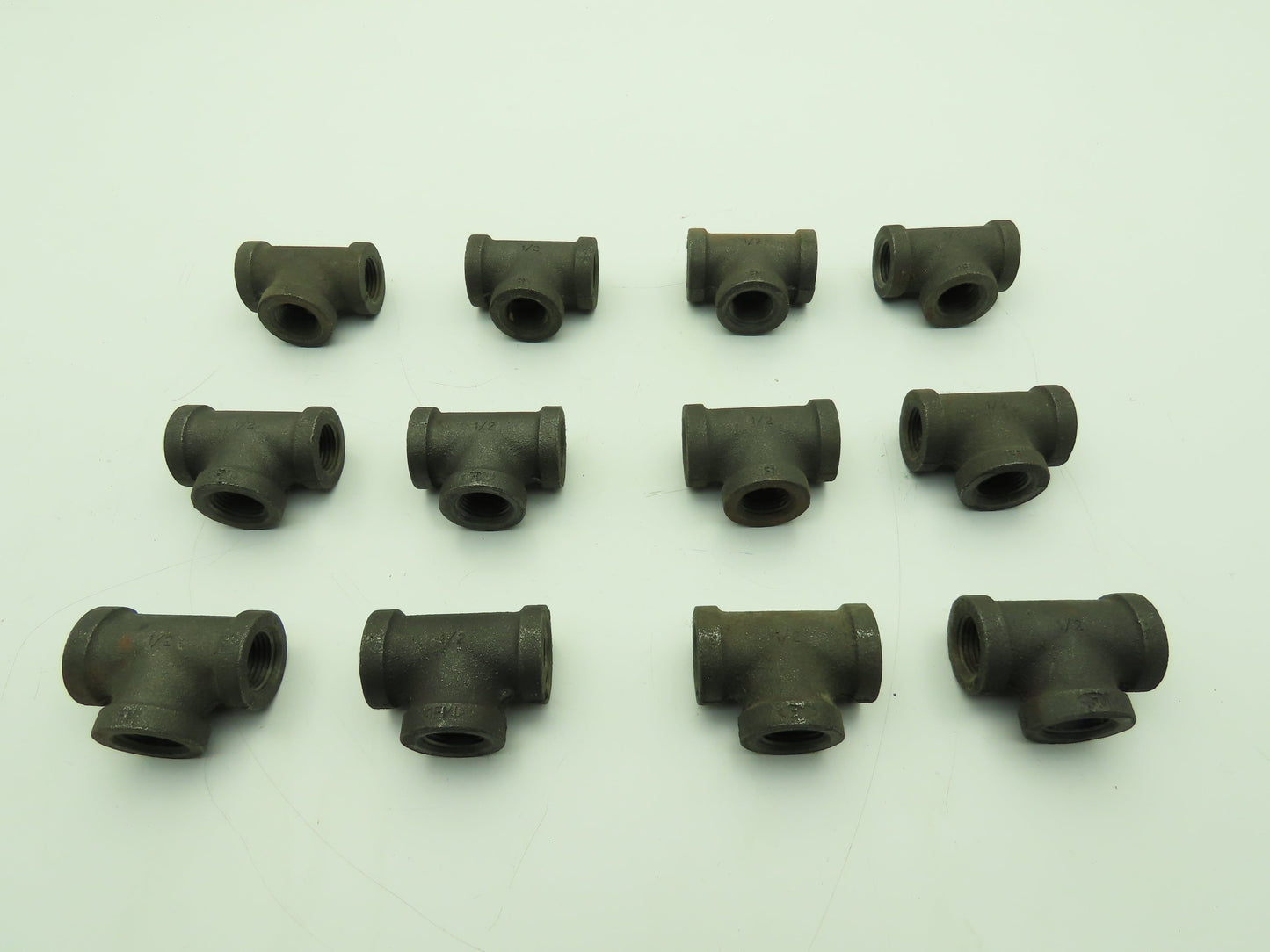 Anvil 1/2" FNPT Malleable Iron Black Pipe Fitting Tee -Lot of 12