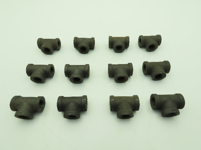 Anvil 1/2" FNPT Malleable Iron Black Pipe Fitting Tee -Lot of 12