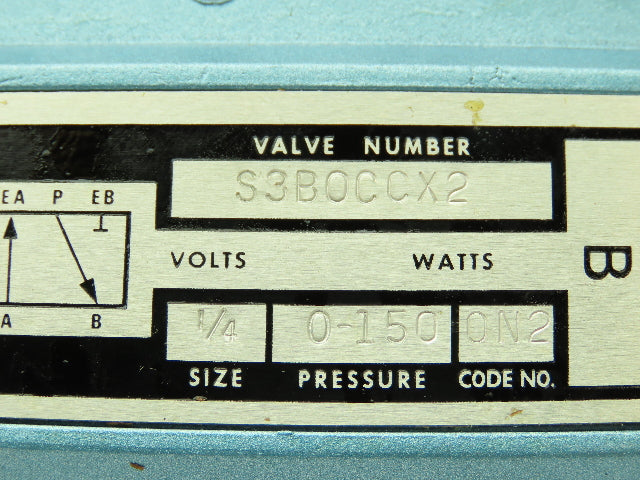 S3B0CCX2 Skinner Directional Control Valve 5/2 5 Way 2 Pos 1/4" NPT 150 PSI
