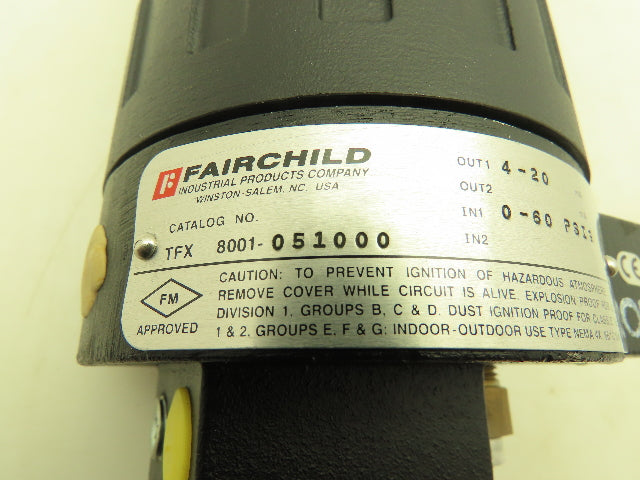 Fairchild TFX8001-051000 / TT8001-051000 P/I Pressure Transducer 0-60 PSI 4-20mA