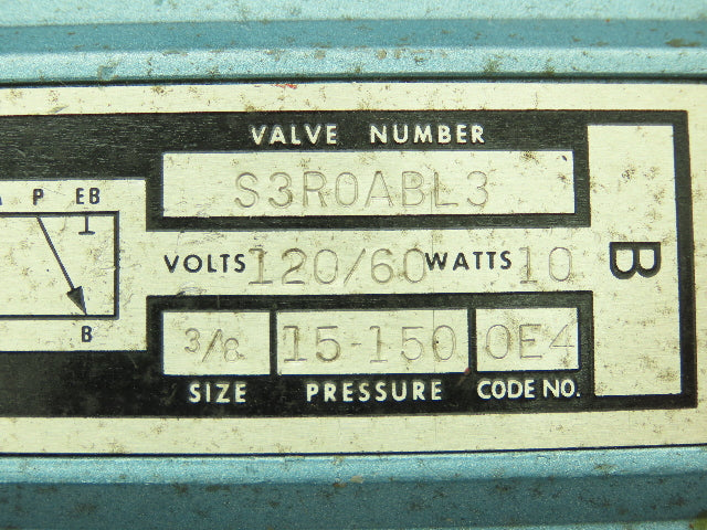 Skinner S3R0ABL3 Pneumatic Directional Control Solenoid Valve 5/2 Pos 120V 3/8"