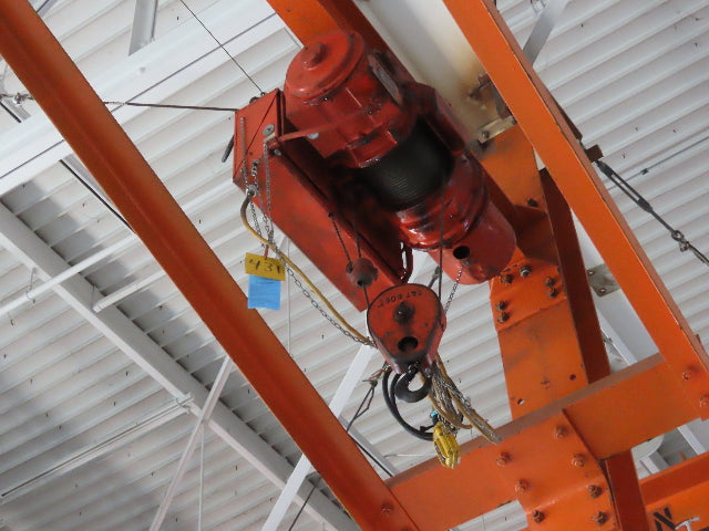 1 Ton Work Station I-Beam Swivel Jib Crane 2Hp Cable Hoist 15' Span 16' 9" HUB