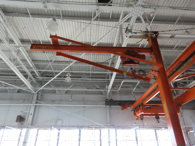 1 Ton Work Station I-Beam Swivel Jib Crane 2Hp Cable Hoist 15' Span 16' 9" HUB