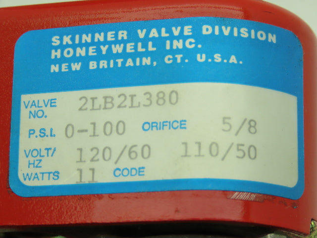 Skinner Lancer 2LB2L380 Solenoid Valve 2-Way NC 120V 100 PSI 1/2"NPT Stainless