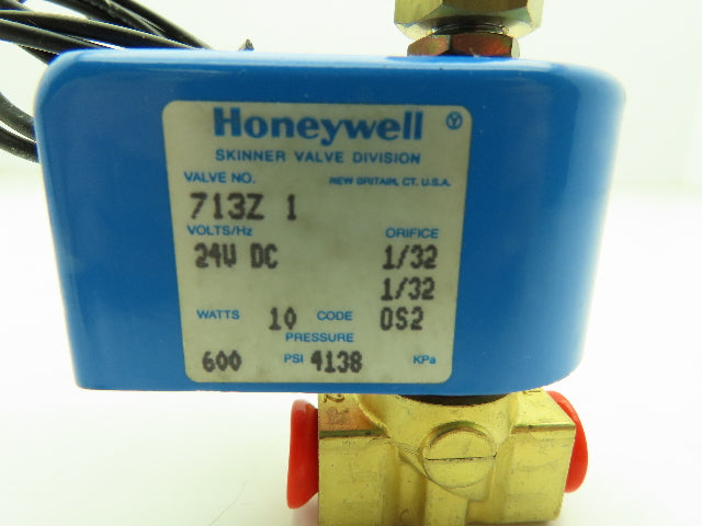 Honeywell Skinner 713Z 1 Brass Solenoid Valve 3-Way NO 24VDC 600 PSI 1/4" NPT