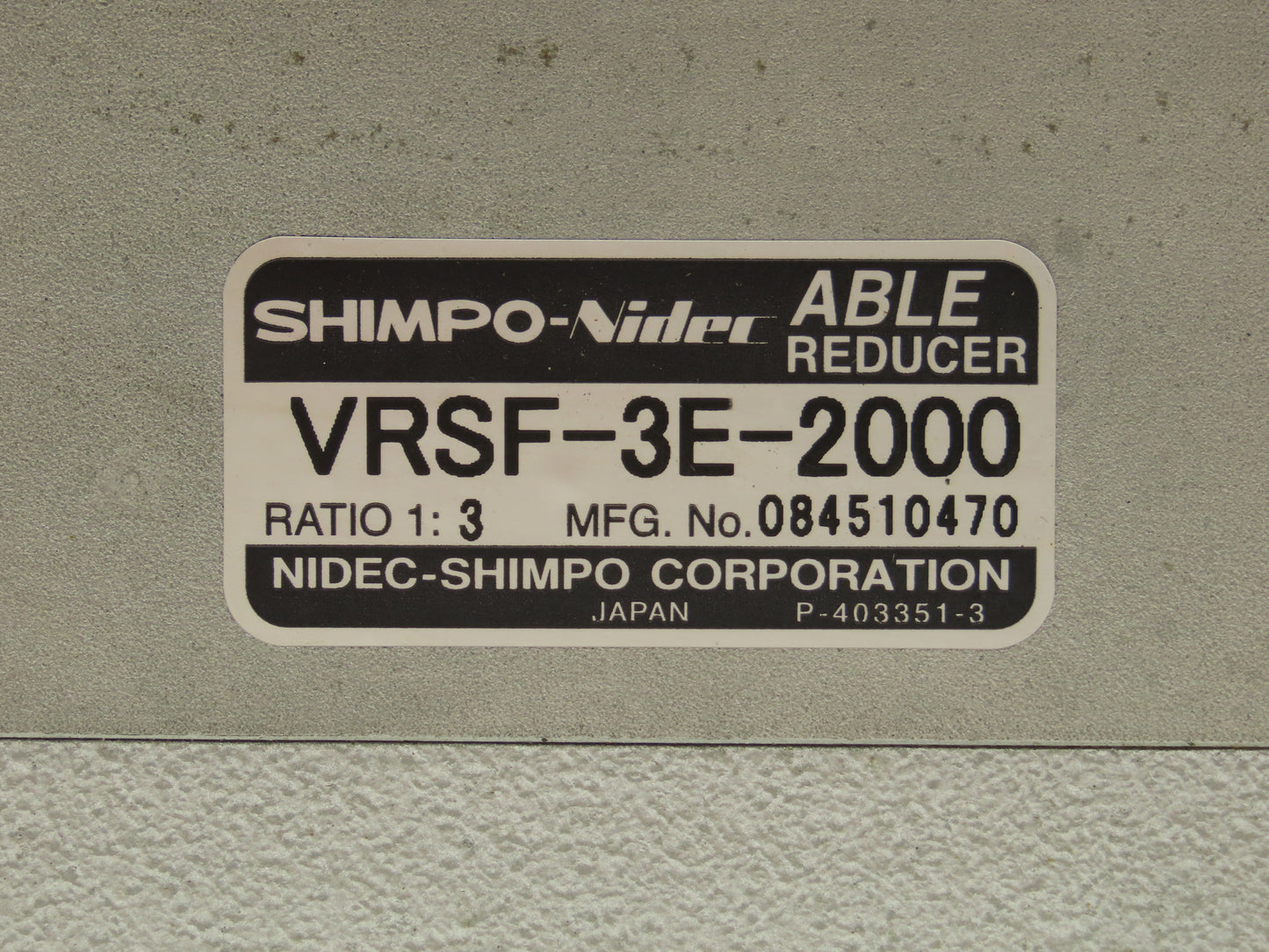 Nidec-Shimpo VRSF-3E-2000 Inline Planetary Able Reducer Gear Head 1:3 Ratio 3:1
