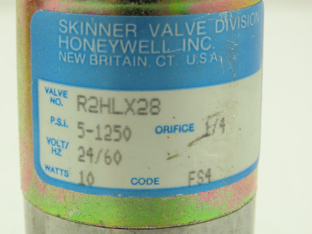 Honeywell Skinner R2HLX28 Solenoid Valve 2-Way NC 24VAC 60HZ 1250 PSI 1/4" NPT