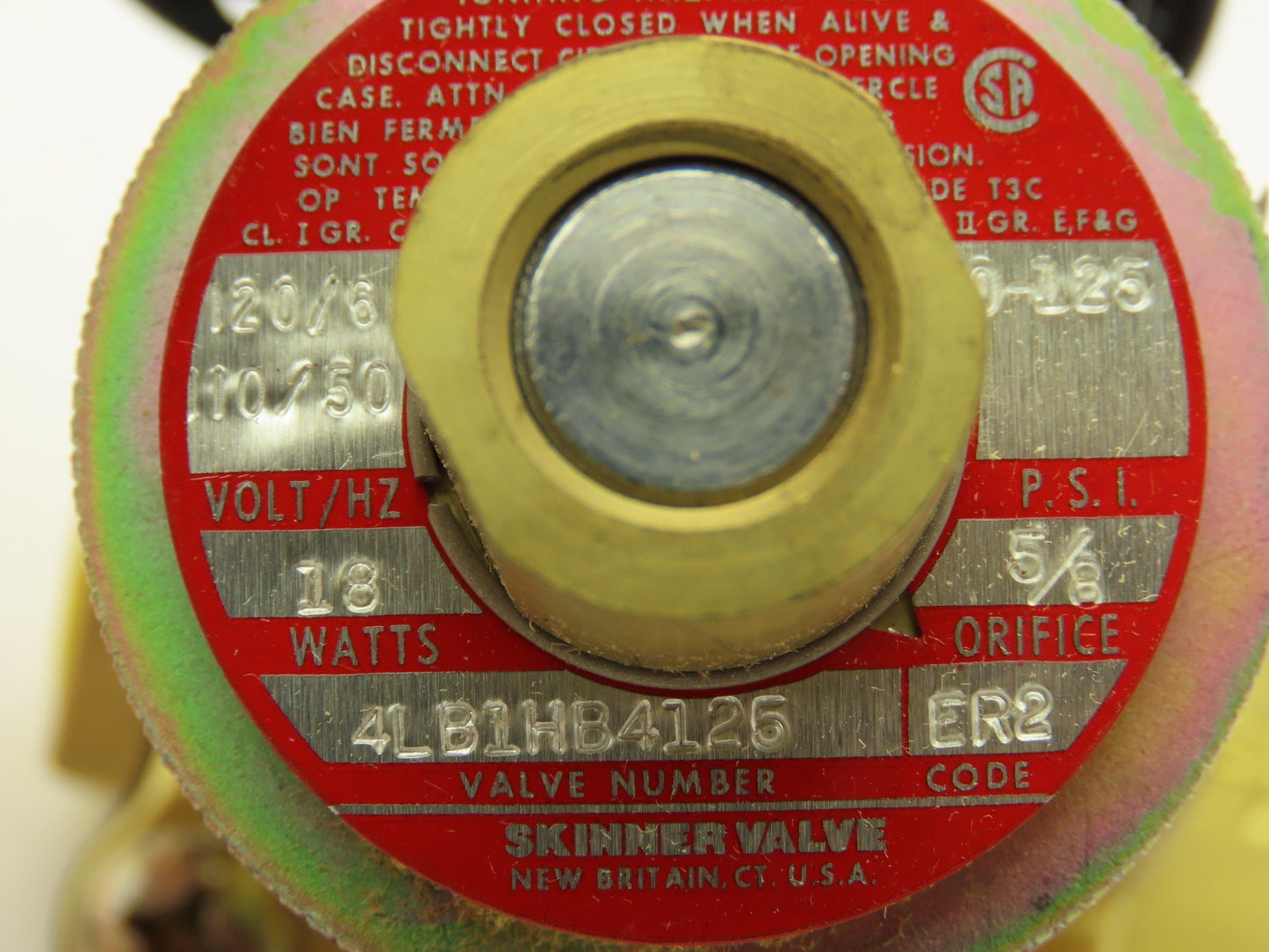 Honeywell Skinner 4LB1HB4125 Brass Solenoid Valve 2-Way NO 120V 125 PSI 1/2" NPT