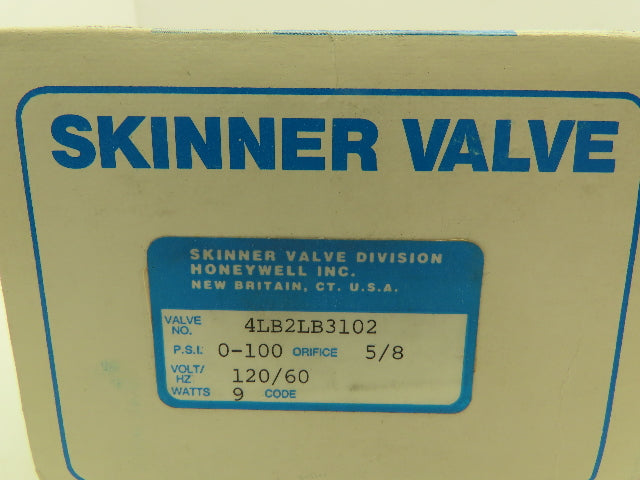 Honeywell Skinner 4LB2LB3102 Brass Solenoid Valve 2-Way NC 120V 100 PSI 3/8" NPT