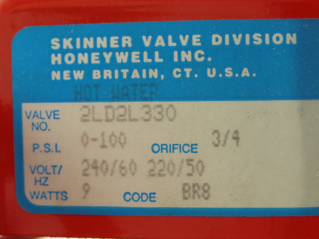 Honeywell Skinner 2LD2L330 Brass Solenoid Valve 2-Way NC 240V 100 PSI 3/4" NPT