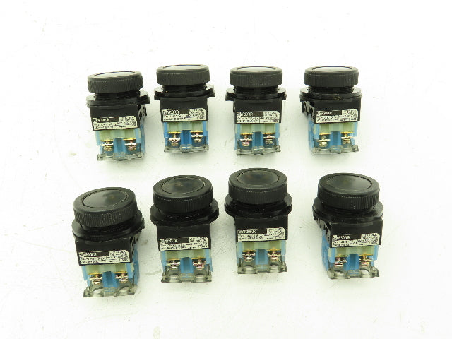 Fuji Electric AR30F0R Momentary Push Button Black Flush NO 600V 10A Lot of 8