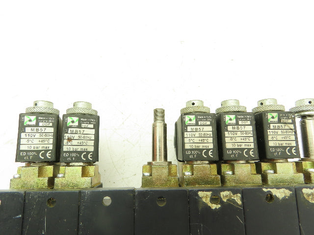 Pneumax 505.52.0.12 Pneumatic 8-Station MB57 Solenoid Valve Bank 120V