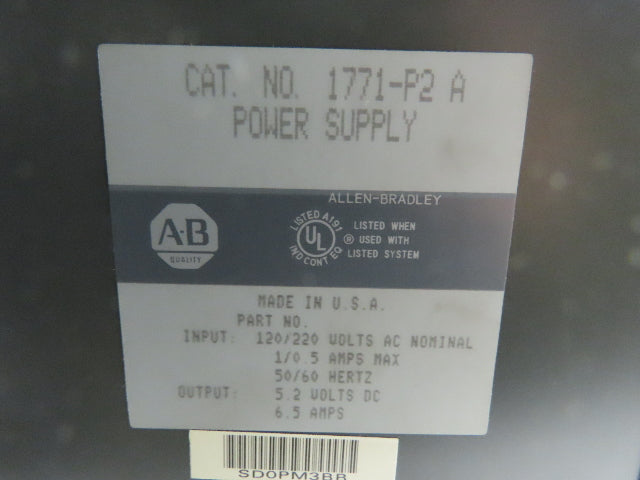 Allen Bradley 1771-A4B 16-Slot PLC Chassis Rack Backplane Power Supply 1771-P2