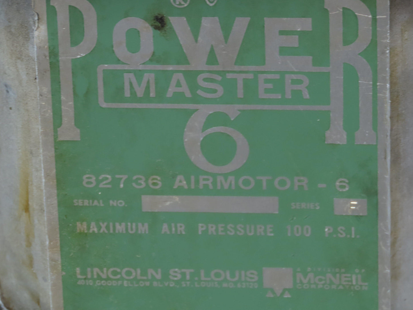 Lincoln Power Master 6 Pile Driver Pump 10:1 Air Motor Drum Unloader