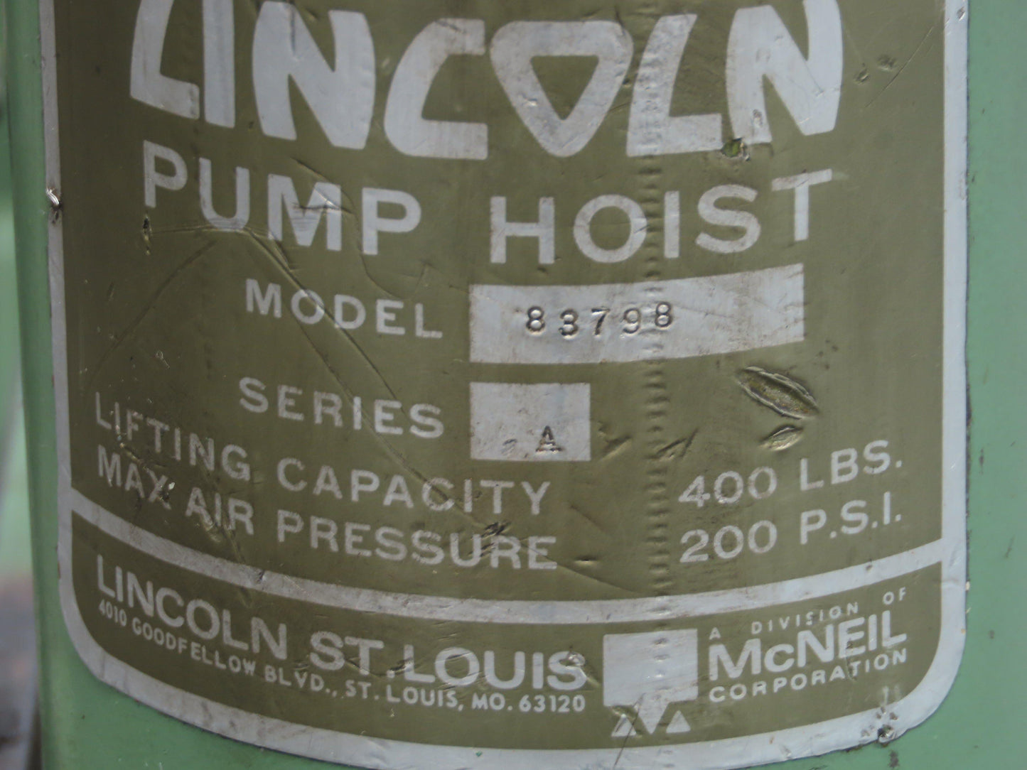 Lincoln Power Master 6 Pile Driver Pump 10:1 Air Motor Drum Unloader
