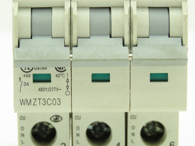 Eaton WMZT3C03 Circuit Breaker 3 Amp 480 Volt 3Ph 3 Pole Lot of 2